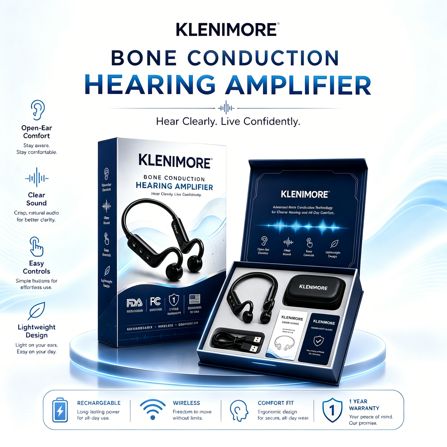 💖💥Limited-time offer! 🔥KLENIMORE™ Bone Conduction Hearing Aids — Hear the sounds you should hear! ✅Made in the USA