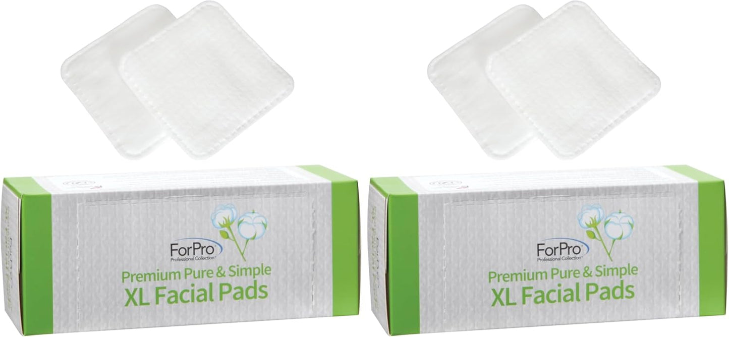 ForPro Premium Pure & Simple XL Facial Pads, Triple Layered Ultra Soft Disposable Makeup Remover Pads, 100% Vegan & Cruelty-Free, 60-Count
