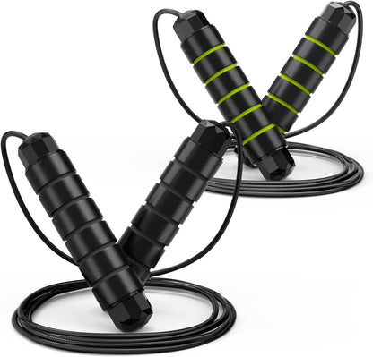 Jump Rope, Tangle-Free Rapid Speed Jumping Rope Cable with Ball Bearings for Women, Men, and Kids, Adjustable Steel Jump Rope with Foam Handles for Home Gym Exercise Fitness Workout Equipment & Slim Body