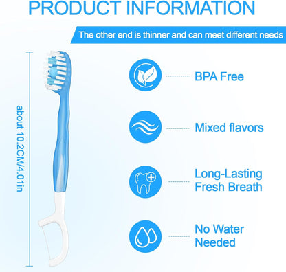 Mini Disposable Toothbrushes with Toothpaste 26 pcs 5 in 1 Travel Portable Toothbrush with Toothpaste + Tongue Scraper + Picks+Floss Travel Case (Mix 5 Flavors, 26)