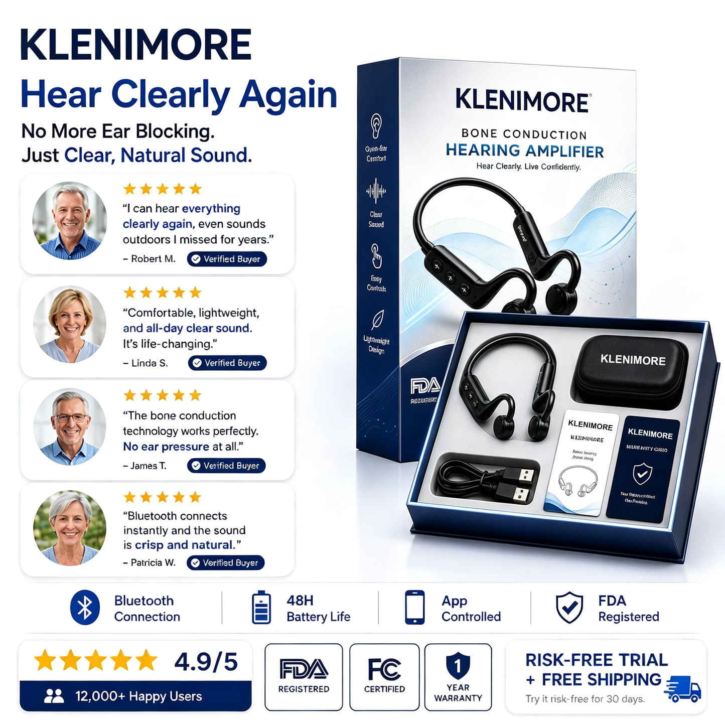 💖💥Limited-time offer! 🔥KLENIMORE™ Bone Conduction Hearing Aids — Hear the sounds you should hear! ✅Made in the USA